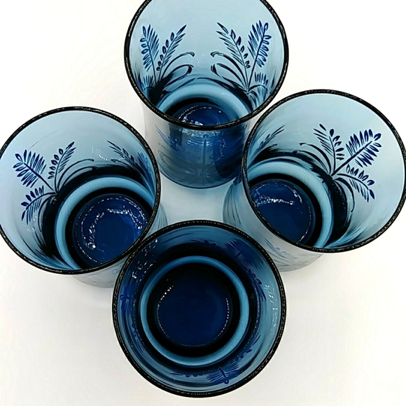 ๐3x HP! 4 Libbey Bolero Blue Wheat 5โ tall Vintage Glasses. 1970s - Picture 2 of 7